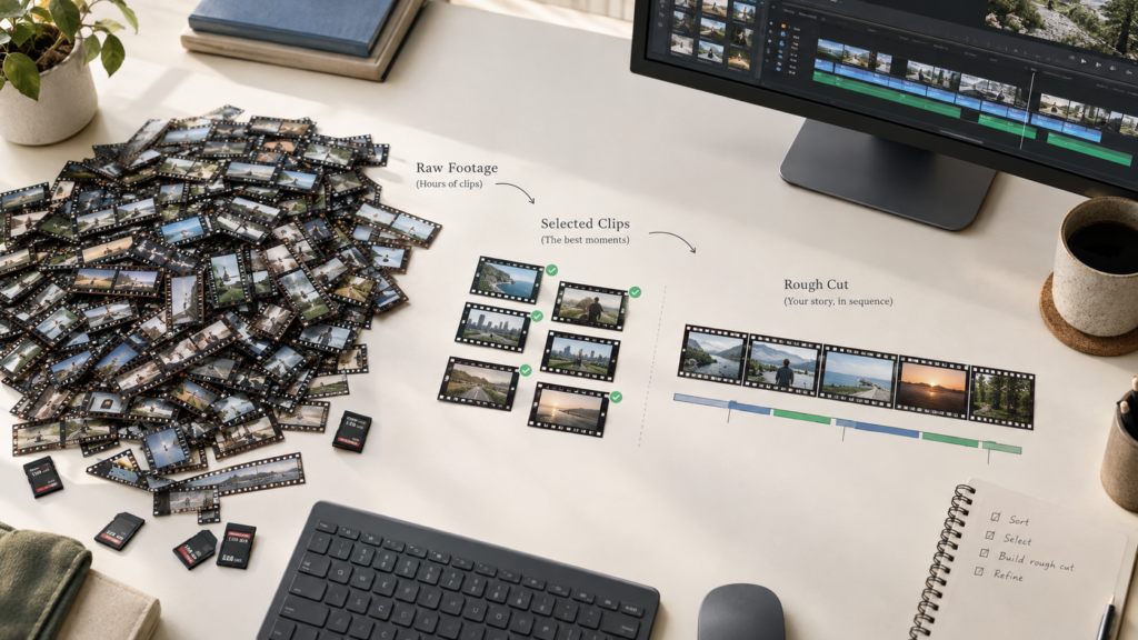 raw footage into a rough cut