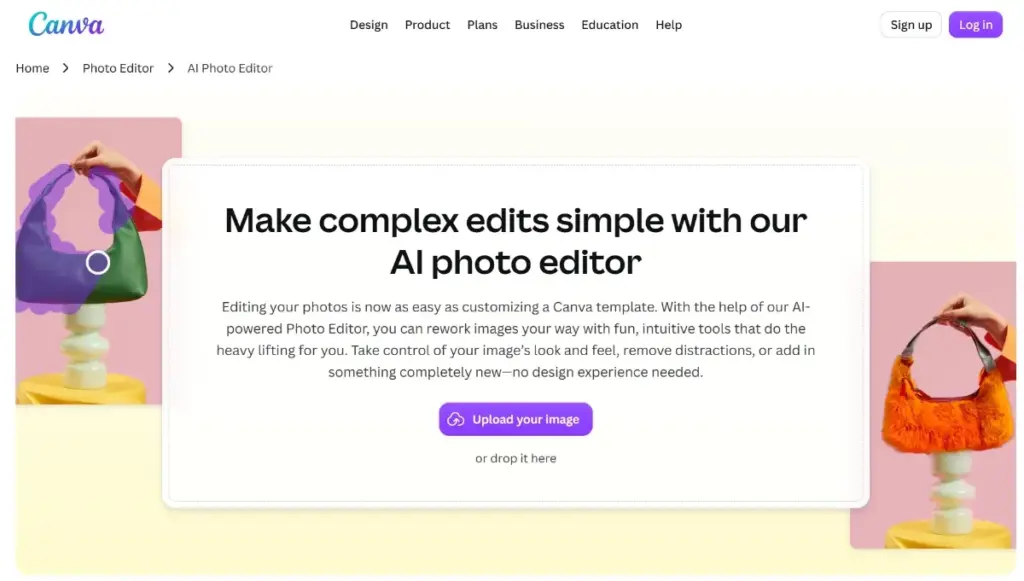 Canva AI photo editor with Magic Edit for e-commerce product photos