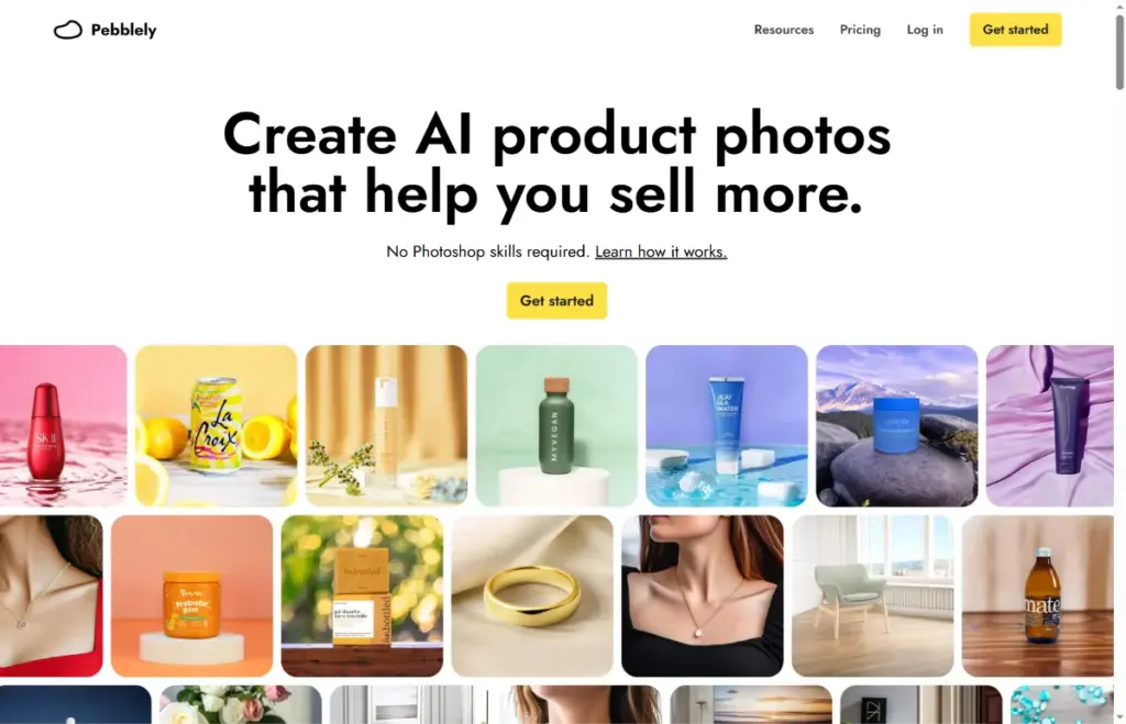 Pebblely AI product photo generator creating new backgrounds for product images