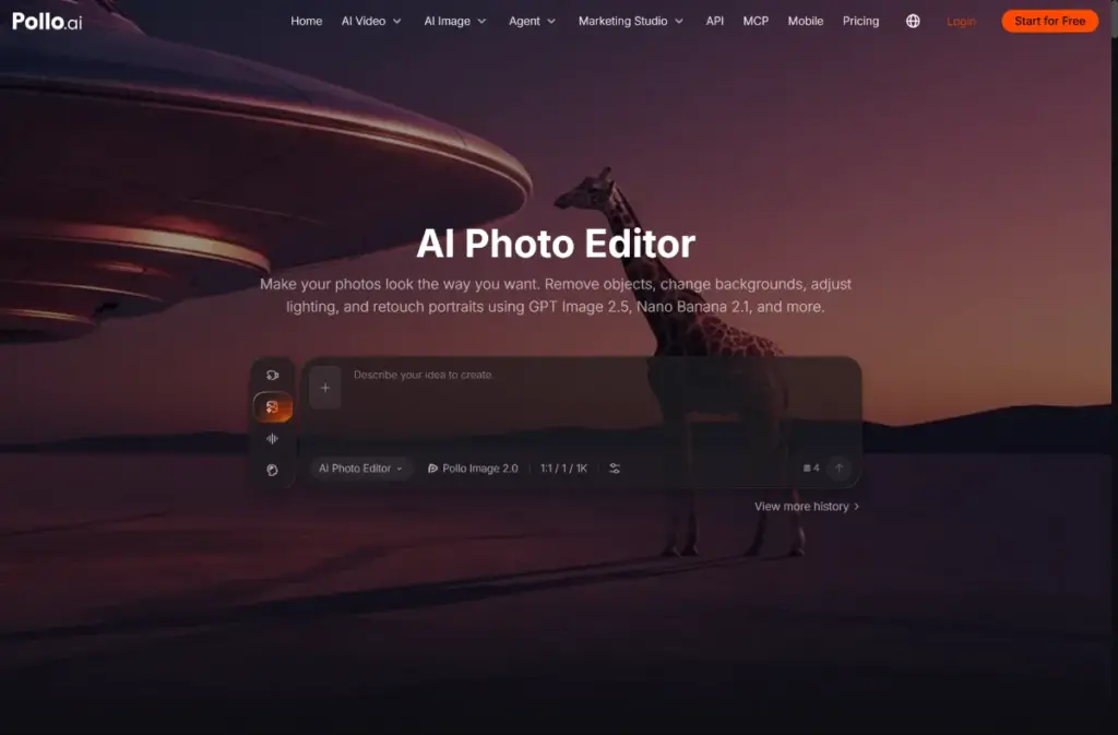 Pollo AI Photo Editor for editing product photos with plain language prompts